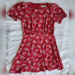 LOFT Red and White Patterned Floral Dress size Medium